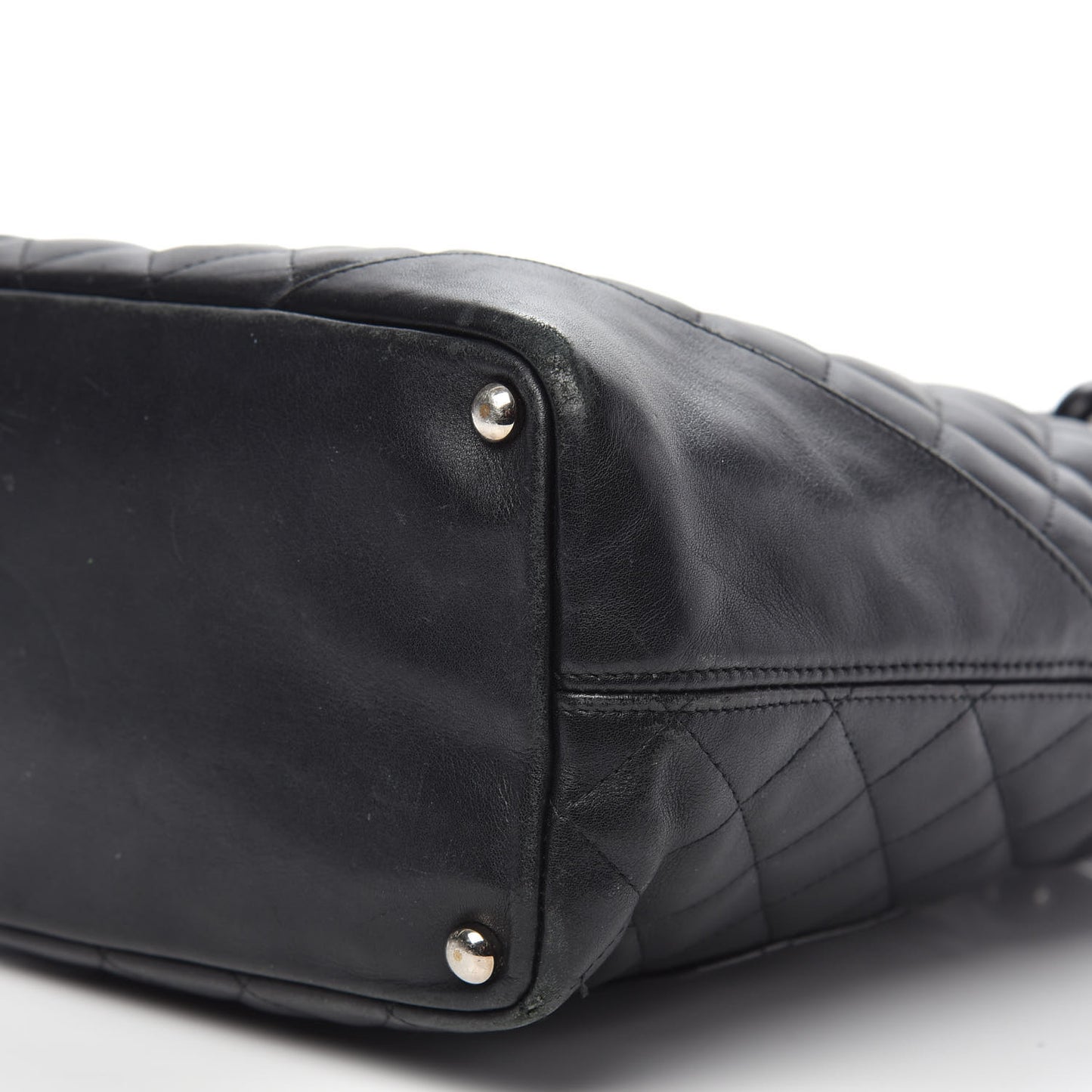 Calfskin Quilted Medium Cambon Tote Black White