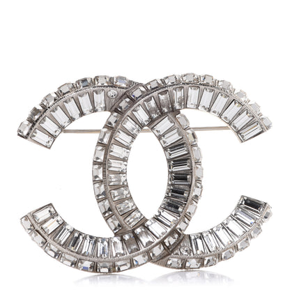 Chanel Baguette Crystal CC Brooch Silver 1 of 4
