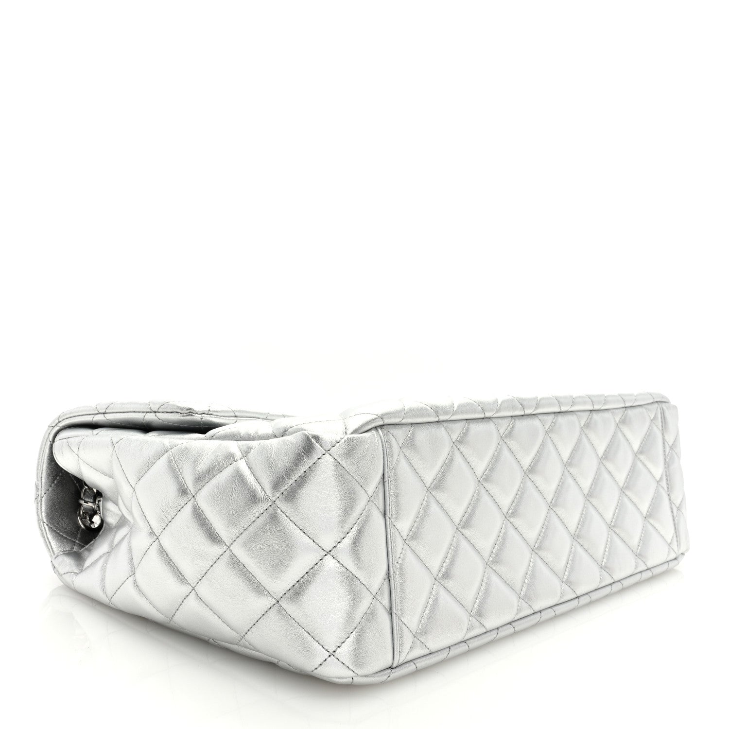 Chanel Metallic Lambskin Quilted XXL Travel Flap Bag Silver 4 of 9
