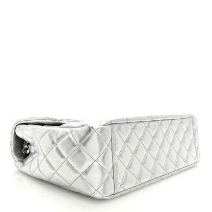 Chanel Metallic Lambskin Quilted XXL Travel Flap Bag Silver 4 of 9