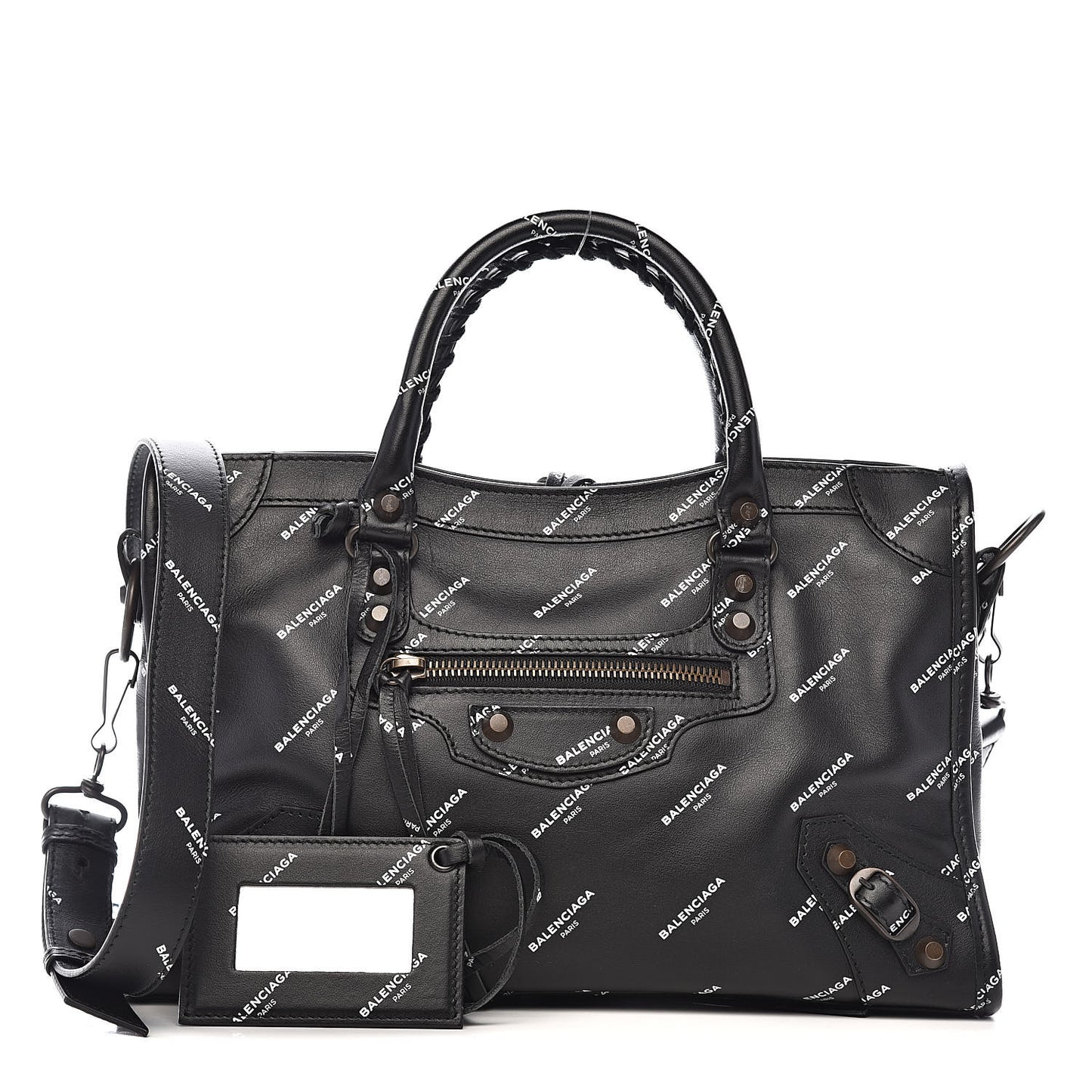 Veau Allover Logo Classic Hardware S City Black White
