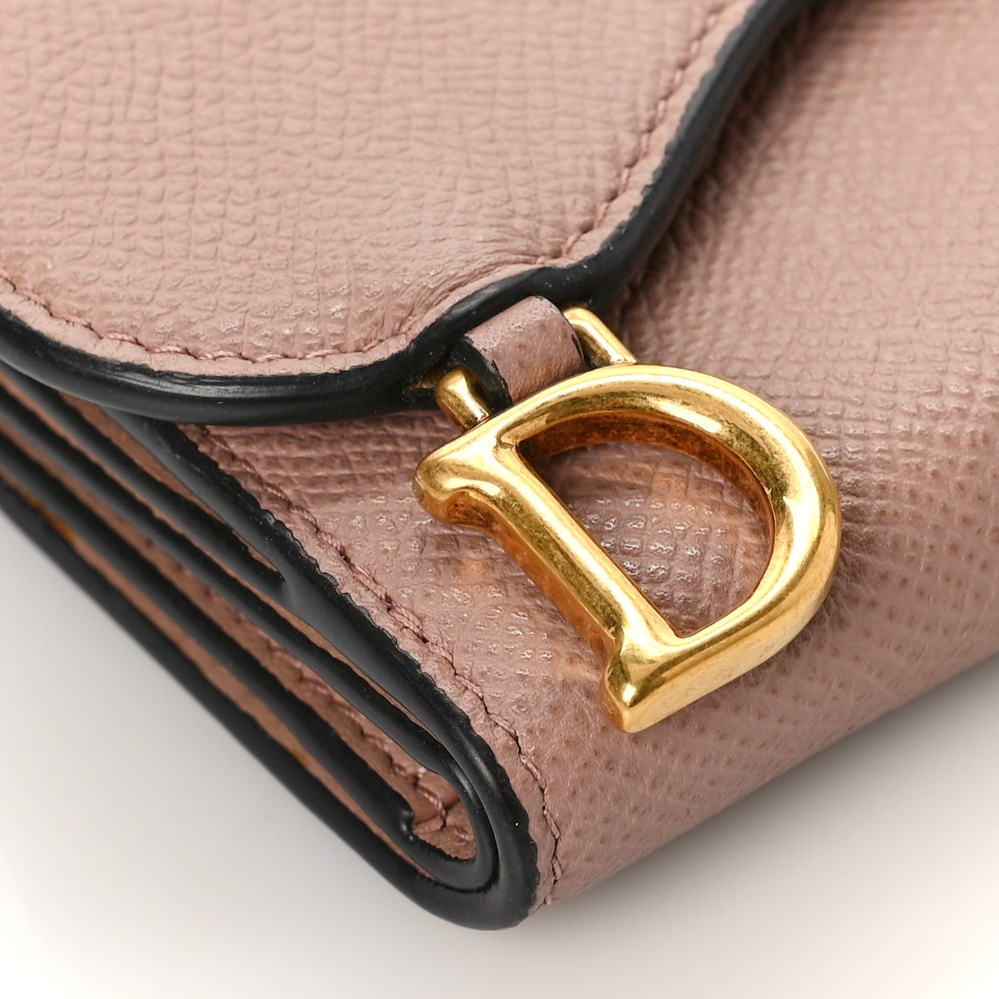 Grained Calfskin Saddle Lotus Wallet Blush
