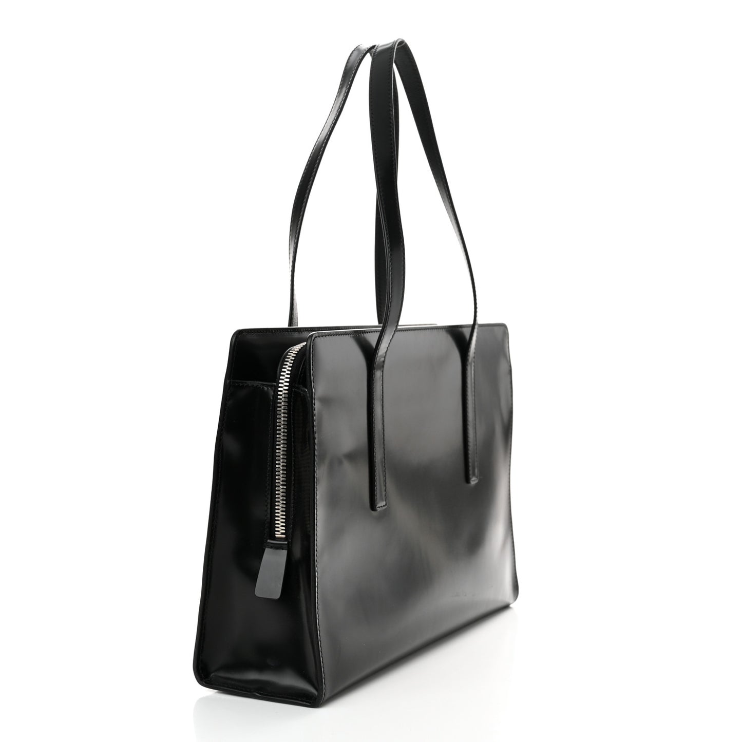 Spazzolato Medium Re-Edition 1995 Double Handle Handbag Black