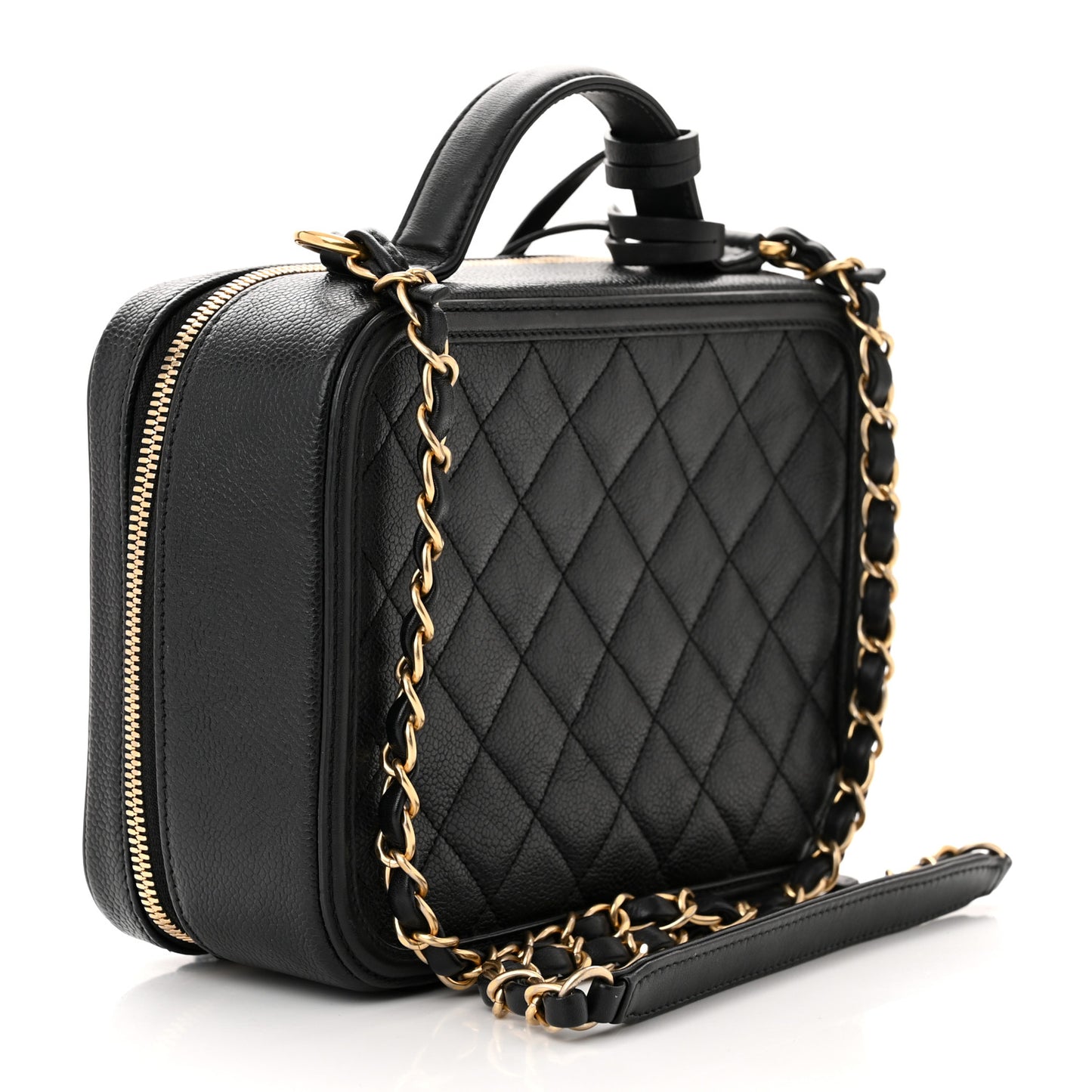 Caviar Quilted Medium CC Filigree Vanity Case Black