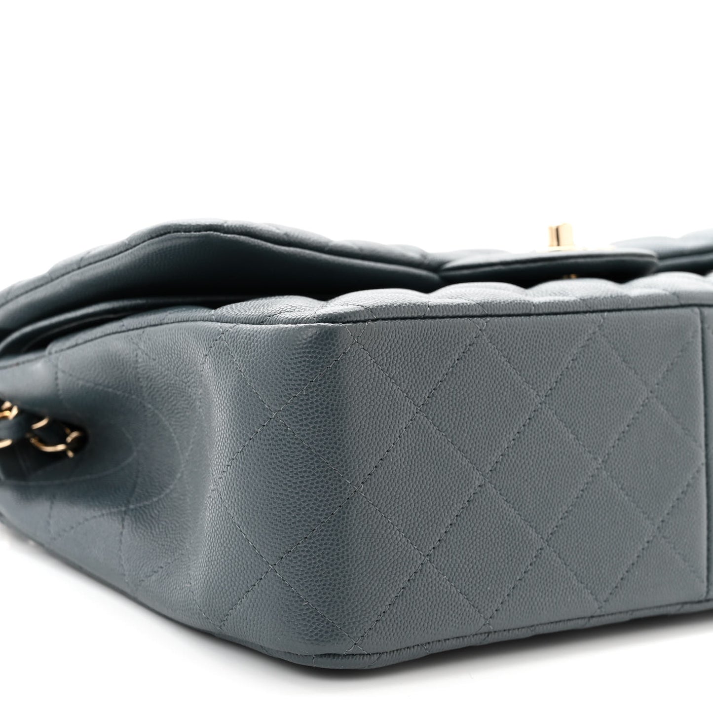 Caviar Quilted Jumbo Double Flap Grey