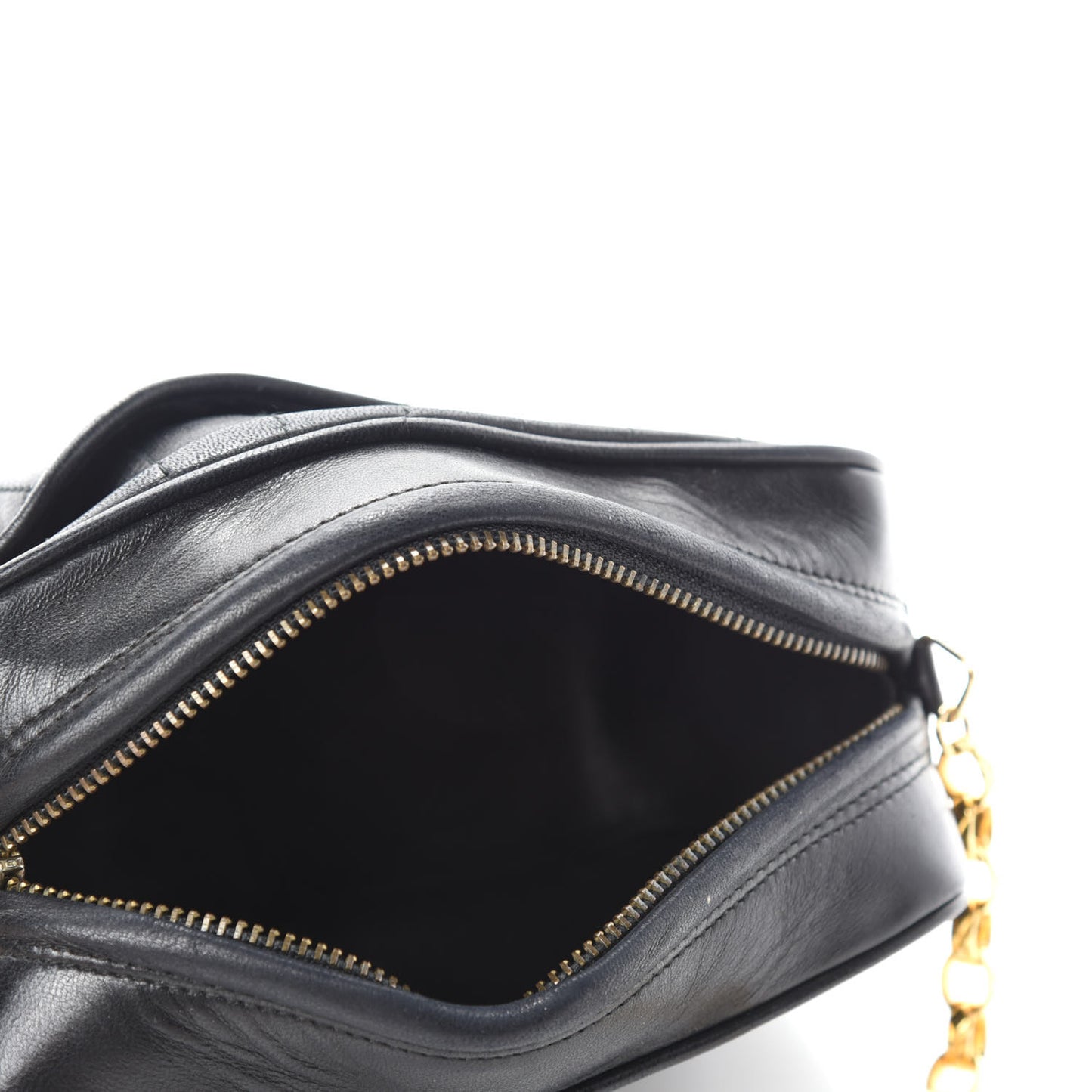Lambskin Vertical Quilted Tassel Camera Case Black