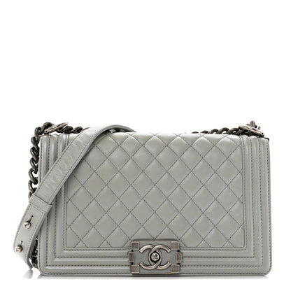 Chanel Metallic Lambskin Quilted Medium Boy Flap Silver 1 of 13