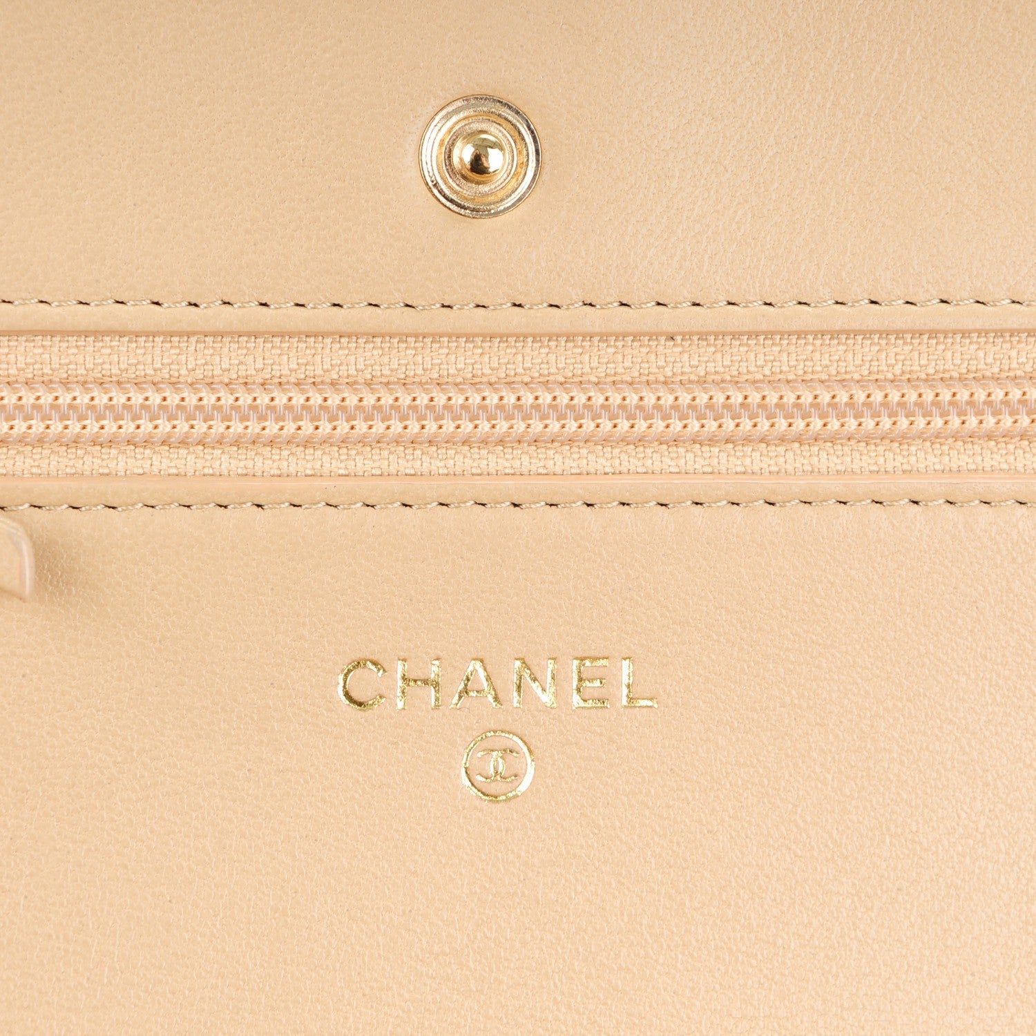Chanel Lambskin Quilted Wallet On Chain WOC Beige 6 of 8
