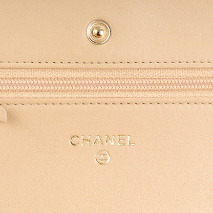 Chanel Lambskin Quilted Wallet On Chain WOC Beige 6 of 8