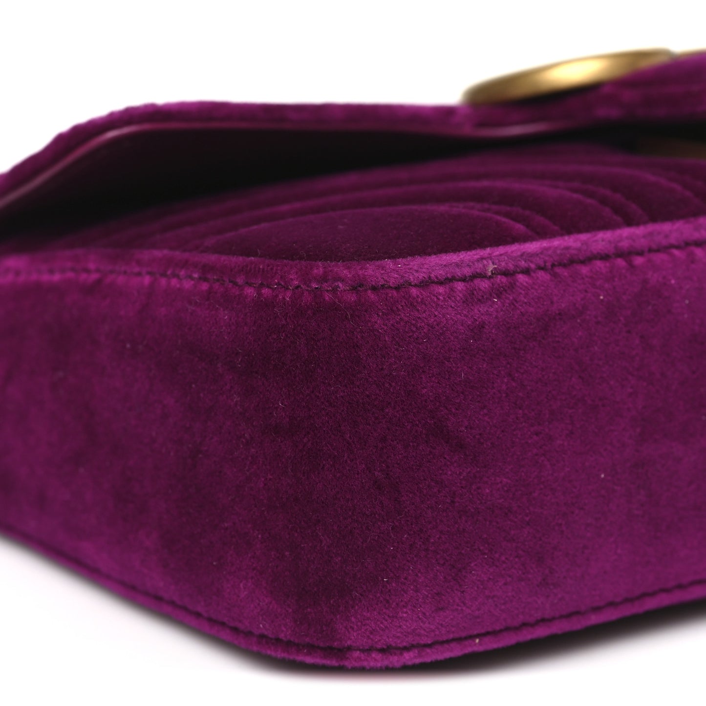 Velvet Matelasse Mini GG Marmont Shoulder Bag Fuchsia Violet Cyclamen