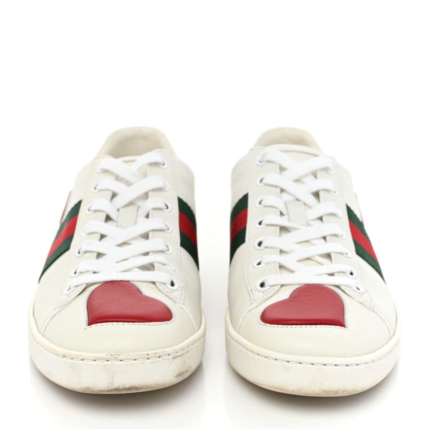 Gucci Calfskin Web Heart Embroidered Womens Ace Sneakers 38 White 2 of 11