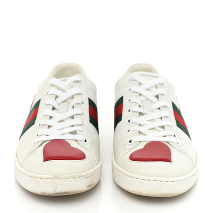 Gucci Calfskin Web Heart Embroidered Womens Ace Sneakers 38 White 2 of 11