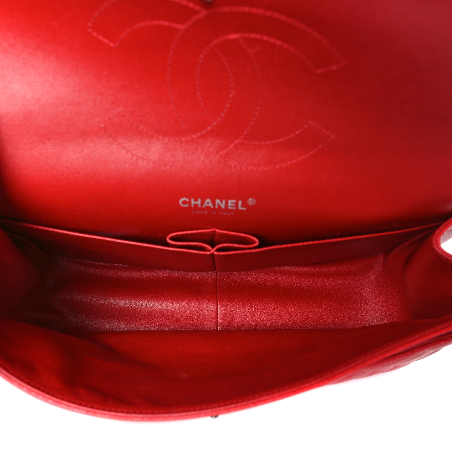 Caviar Quilted Jumbo Double Flap Red