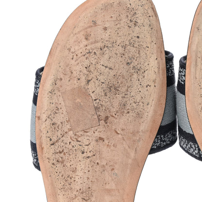 Christian Dior Canvas Tie and Dior Embroidered Dway Flat Slide Sandals 41 Denim 10 of 13