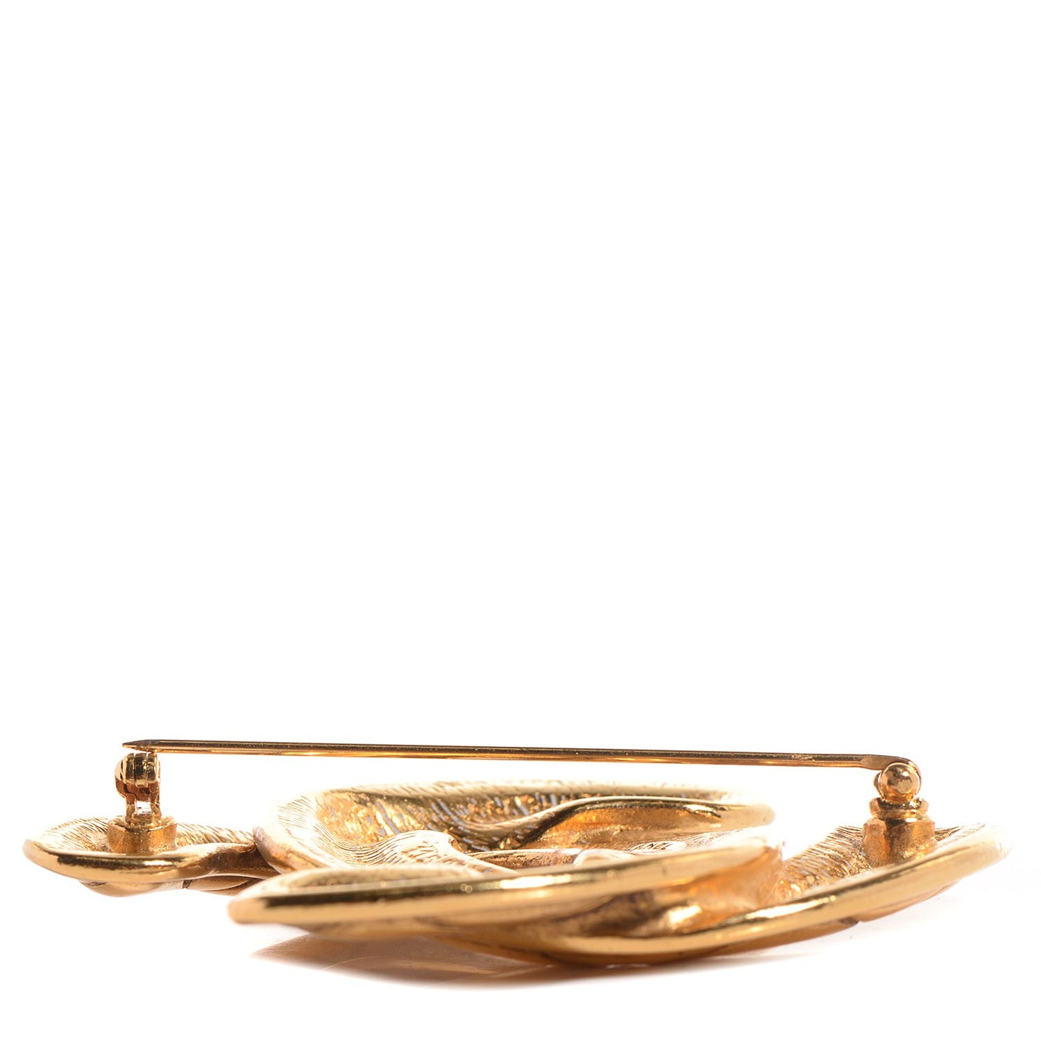 Chanel Metal Quilted Large CC Brooch Gold 3 of 5