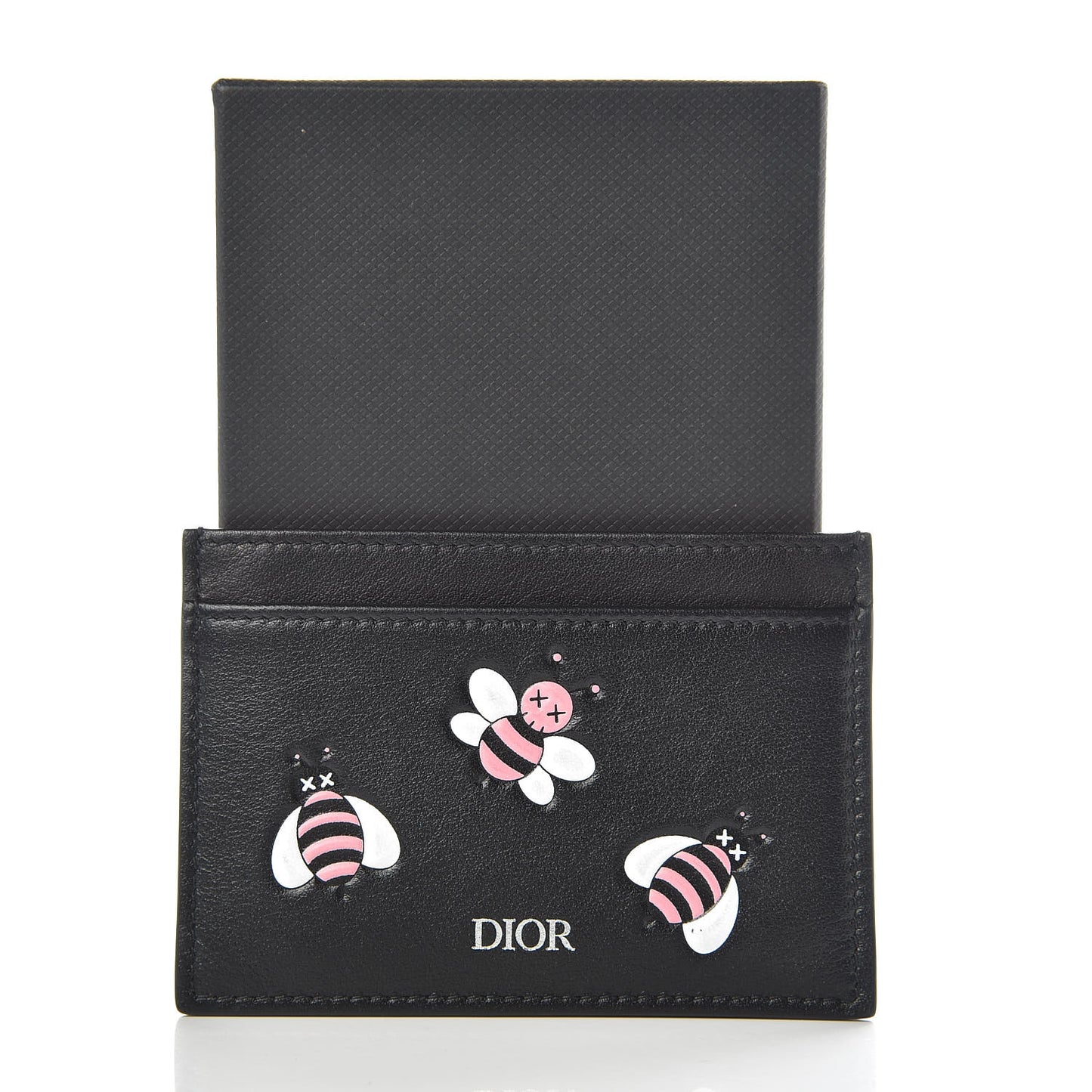x KAWS Calfskin Bee Card Holder Pink Black