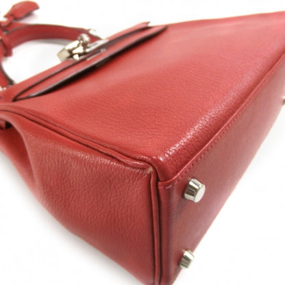 Hermes Chevre Leather KELLY 25 Vermillion w Strap 5 of 13