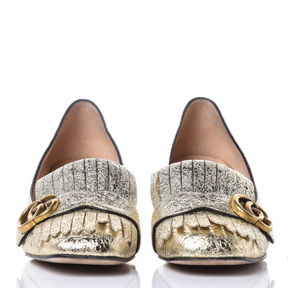 Gucci Galassia GG Marmont Fringe 50mm Loafer Pumps 38.5 Platino 2 of 10