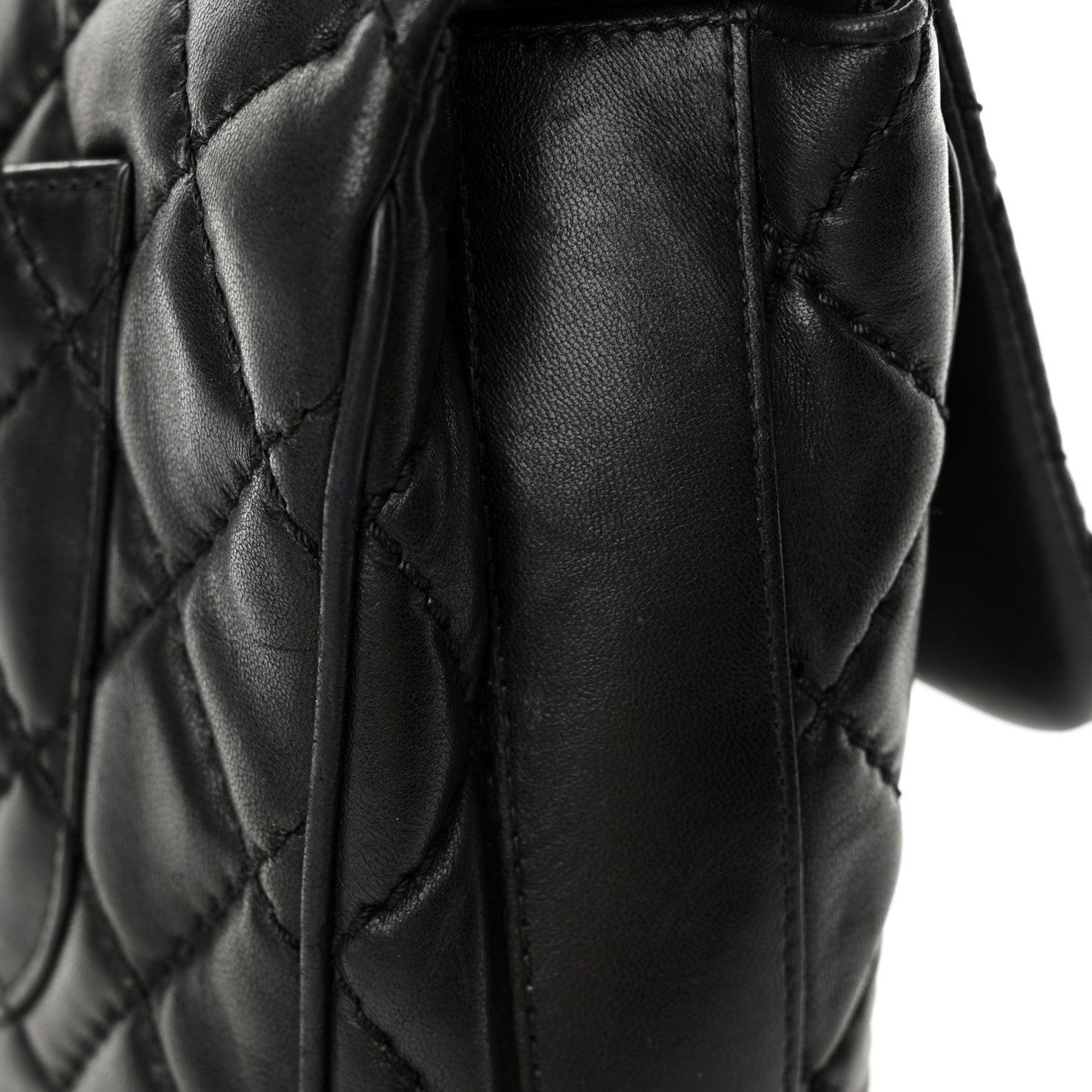 Lambskin Quilted Jumbo Easy Carry Flap Black