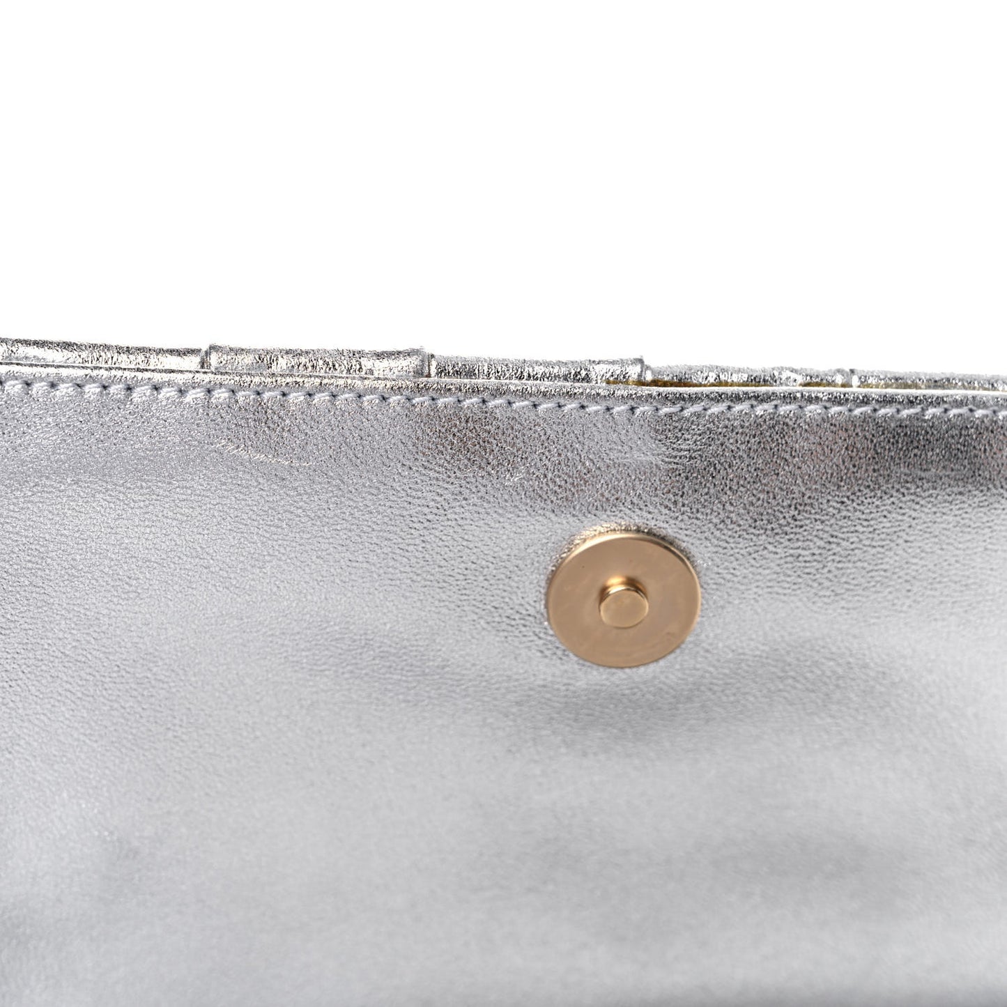 Metallic Lambskin Sac Pochette Argent