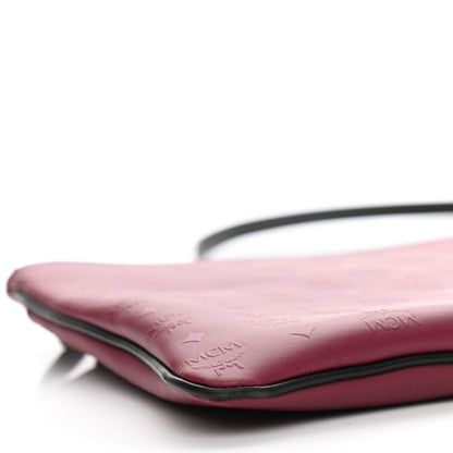 MCM Calfskin Monogram Coated Canvas Medium Crossbody Pouch Red Black 8 of 9