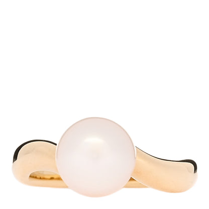 Mikimoto 18K Yellow Gold Akoya Pearl 8mm Wave Ring 49 4.75 1 of 5
