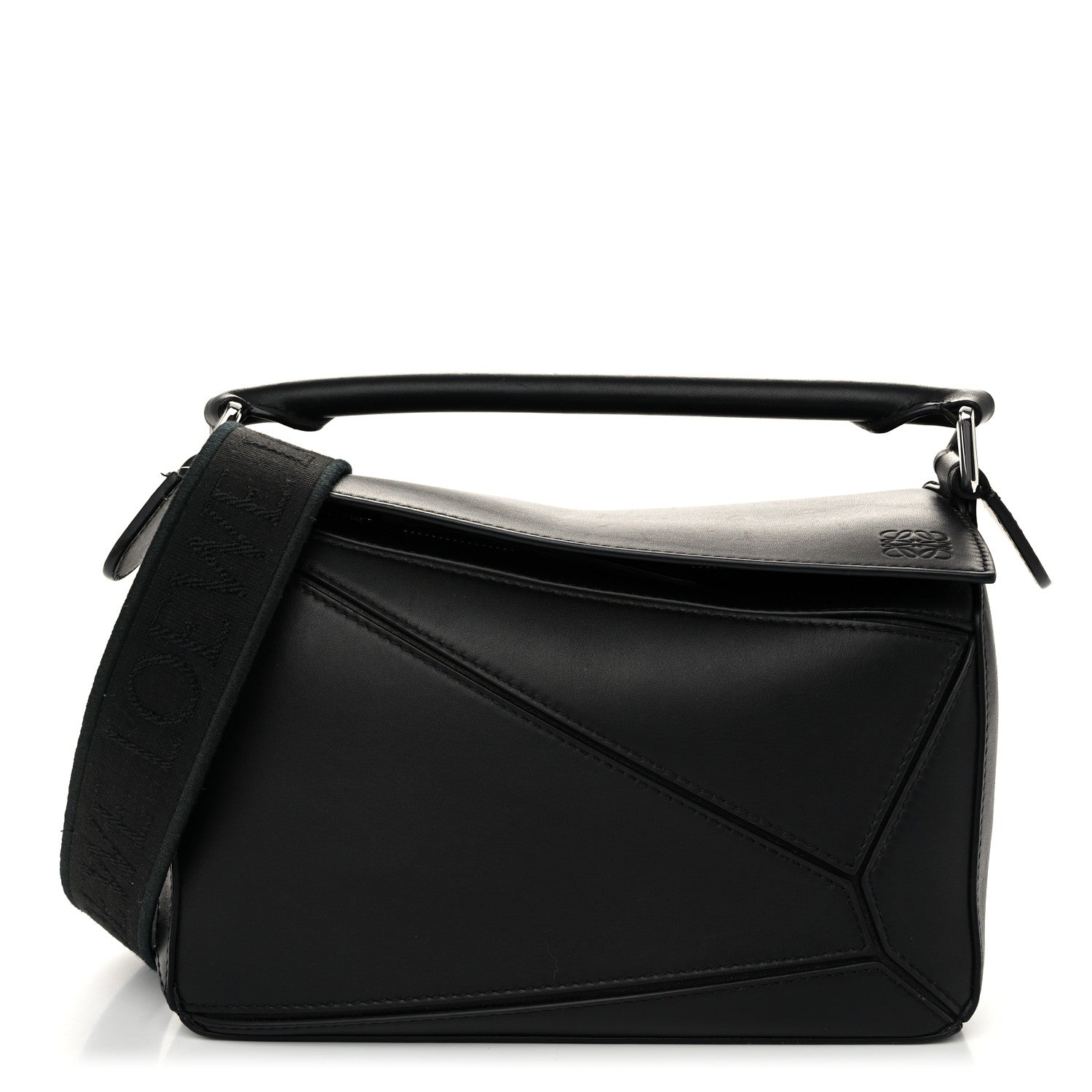 LOEWE パズルバッグ ブラック Loewe Satin Calfskin Small Puzzle Bag Black 1612947 – FASHIONPHILE