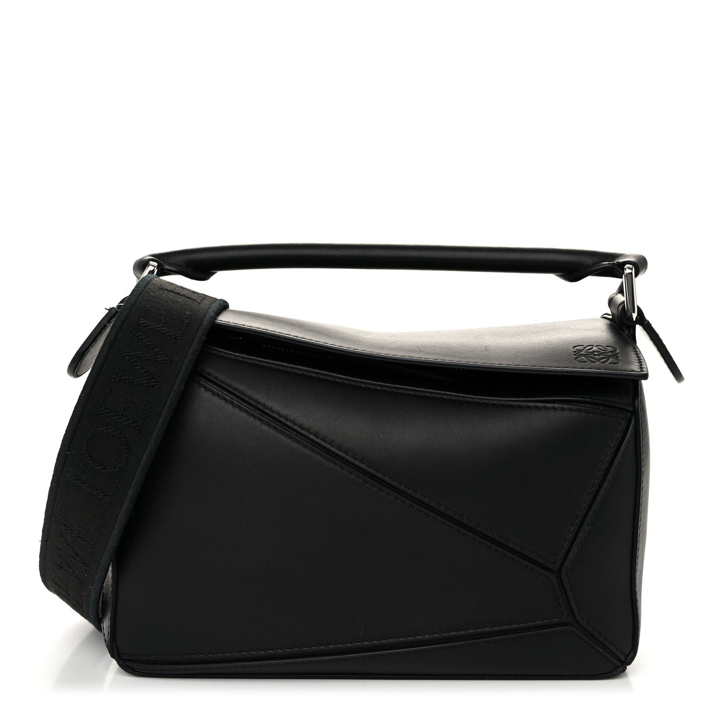 Satin Calfskin Small Puzzle Bag Black