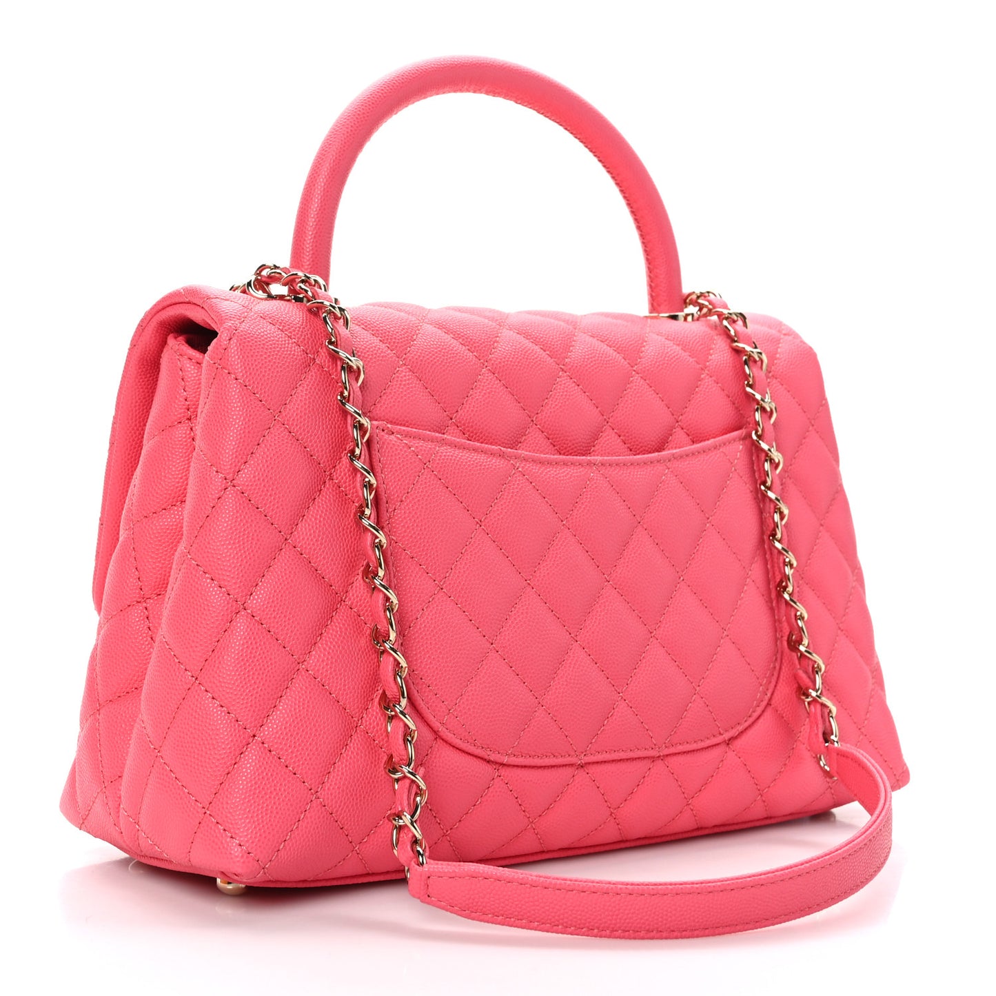 Caviar Quilted Small Coco Handle Flap Pink