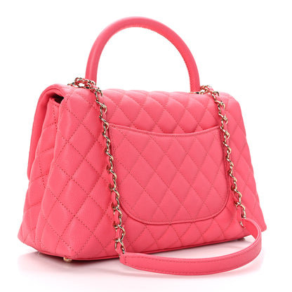 Chanel Caviar Quilted Small Coco Handle Flap Pink 3 of 10