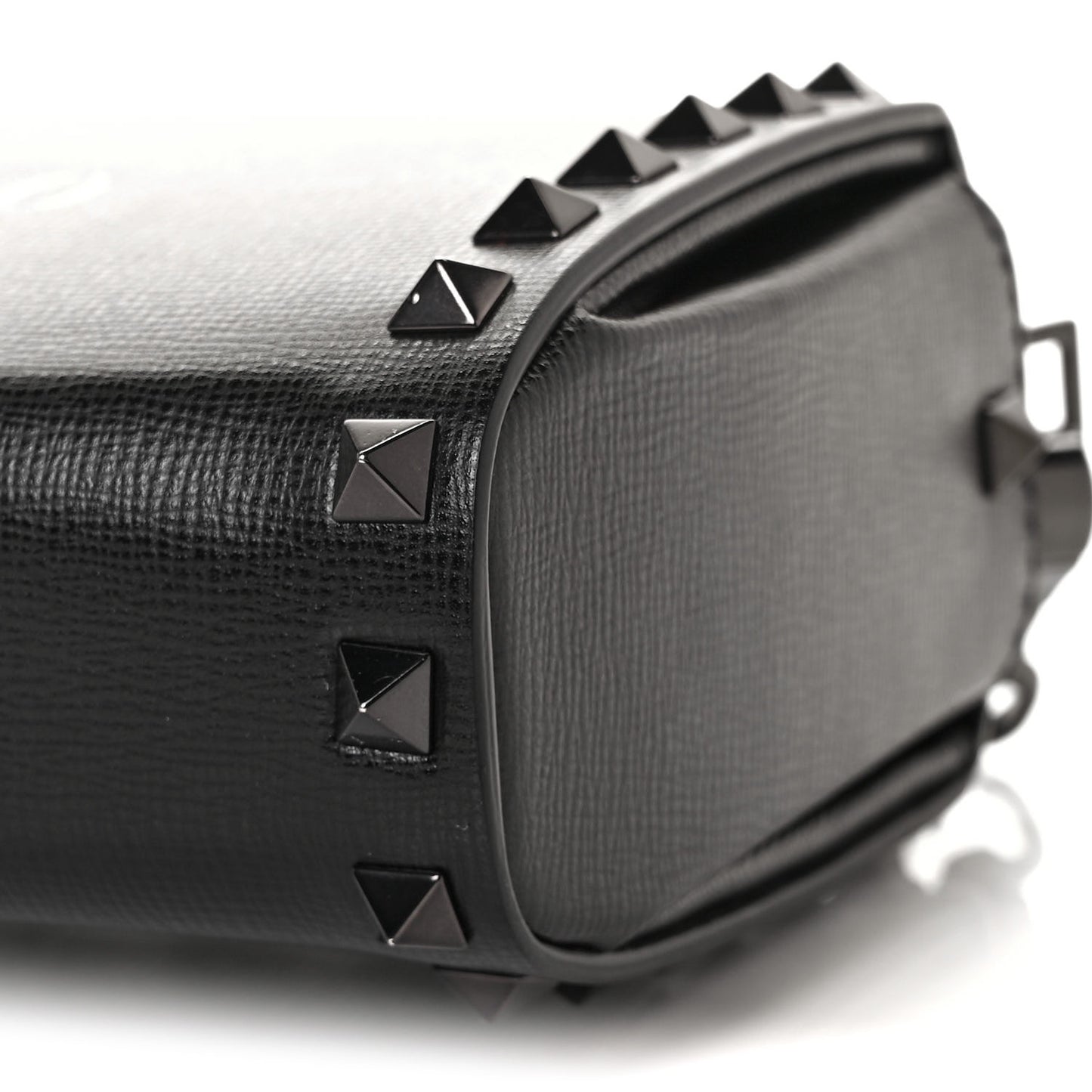 Grainy Calfskin Rockstud Clutch Black