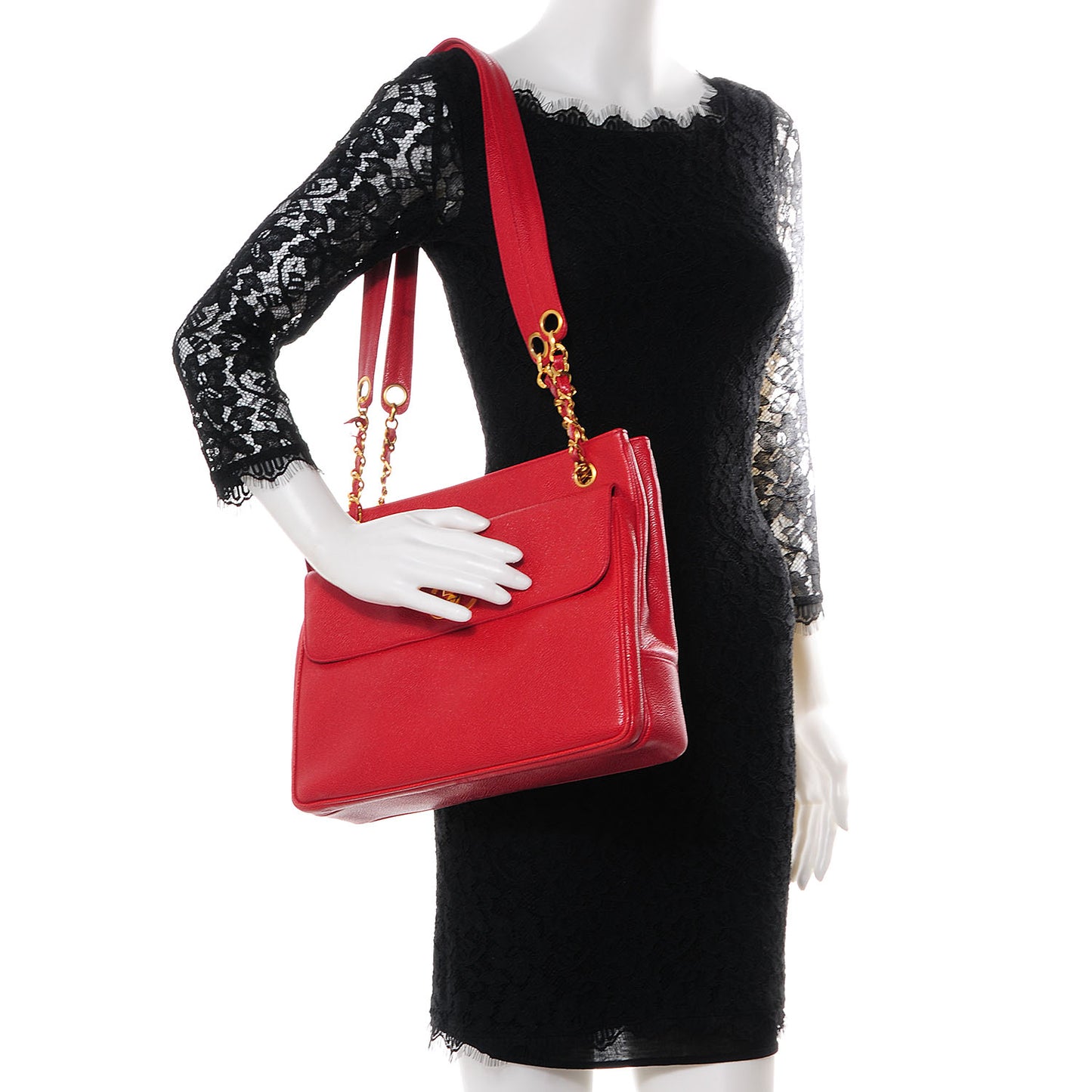 Caviar Shoulder Bag Red