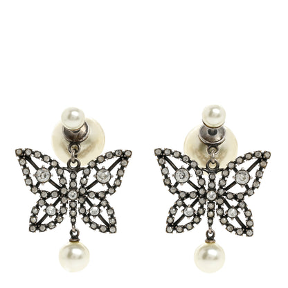 Christian Dior Crystal Pearl Butterfly Drop Earrings White 1 of 5