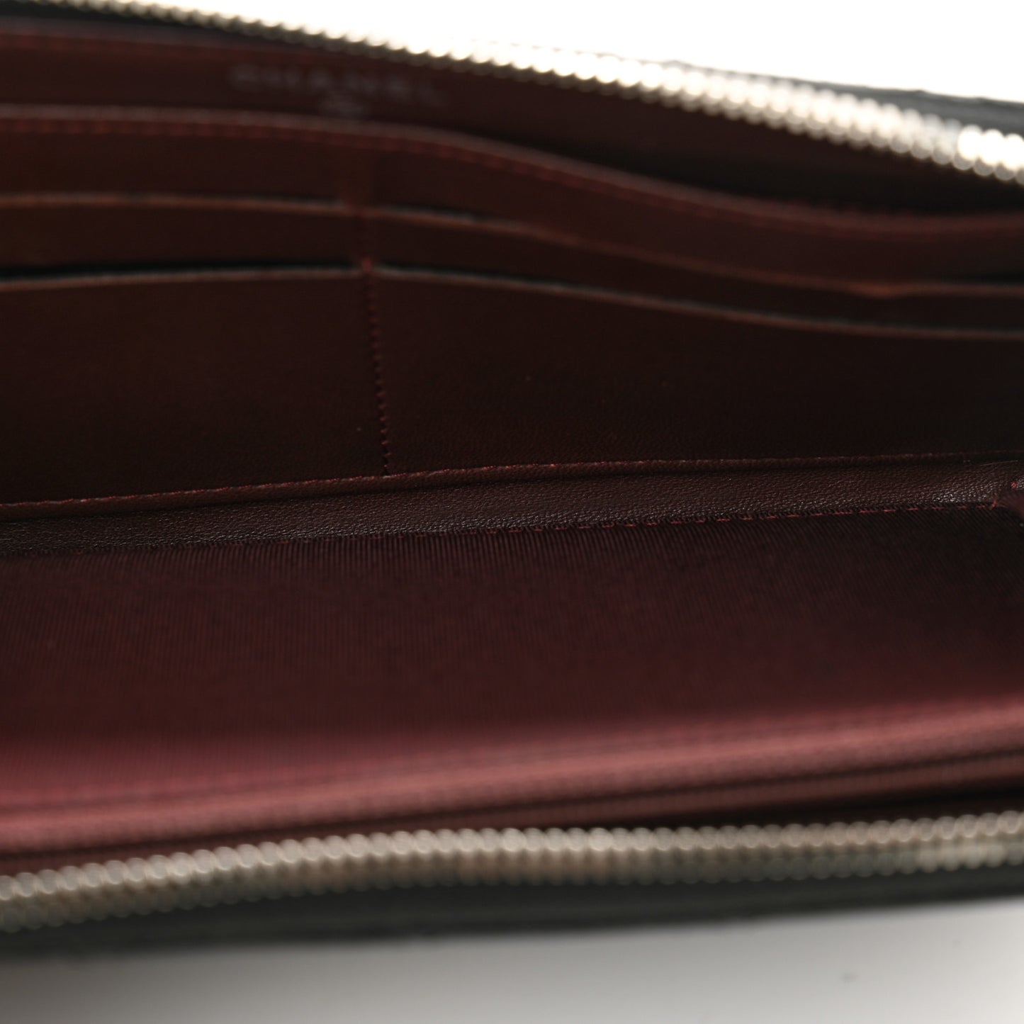 Lambskin Quilted Large Gusset Zip Around Wallet Black