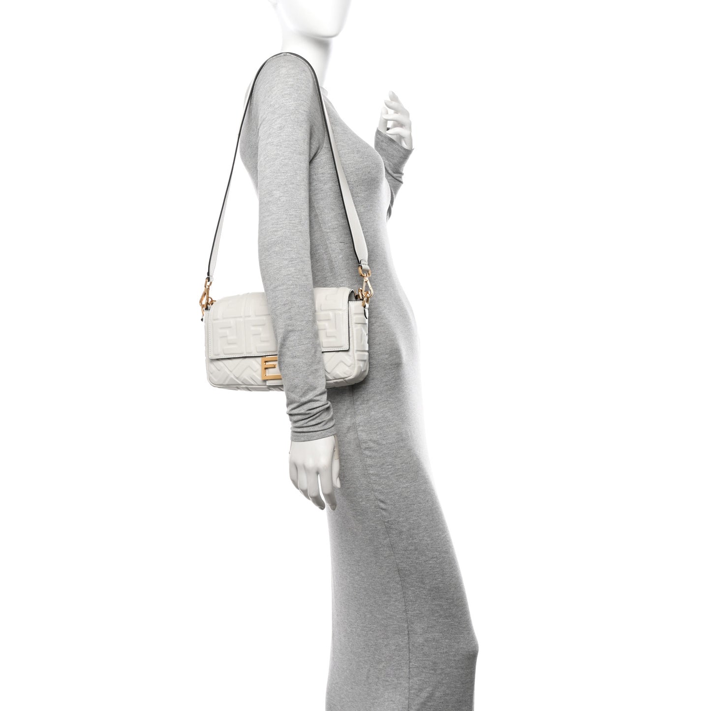 Nappa FF 1974 Embossed Baguette White