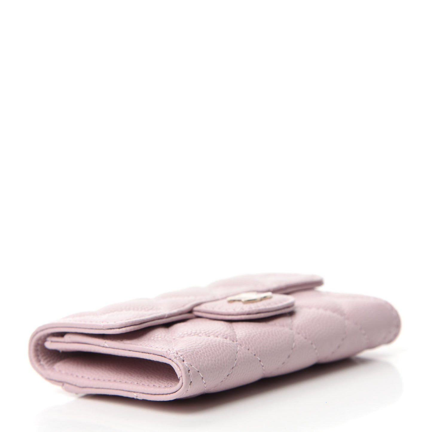 Caviar Quilted Flap Card Holder Wallet Light Pink