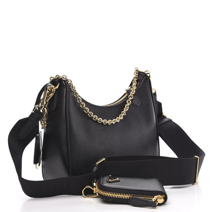 Prada Saffiano Lux Re-Edition 2005 Shoulder Bag Black 3 of 9