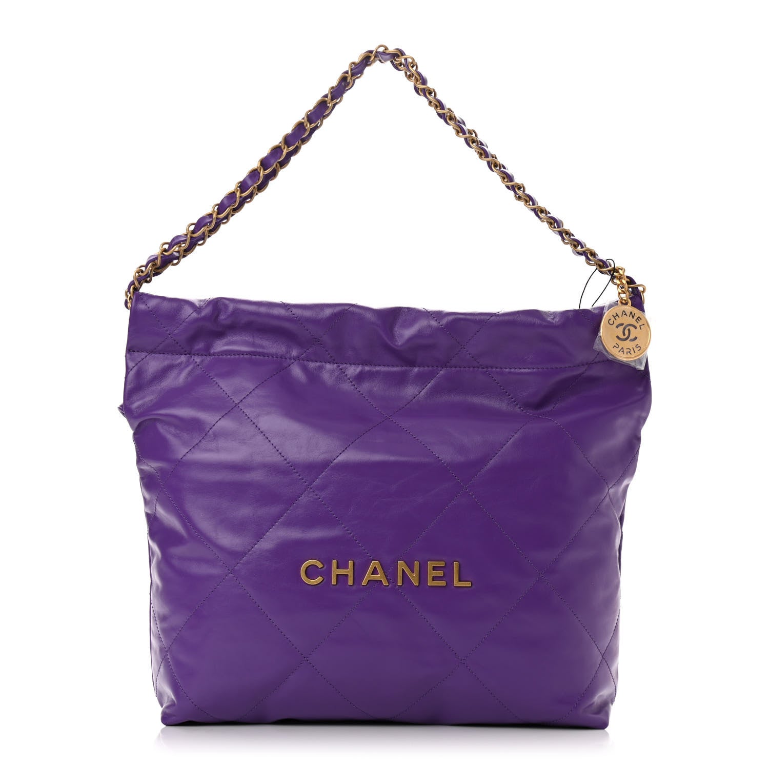 Chanel Shiny Calfskin Quilted Small Chanel 22 Purple 3 of 11
