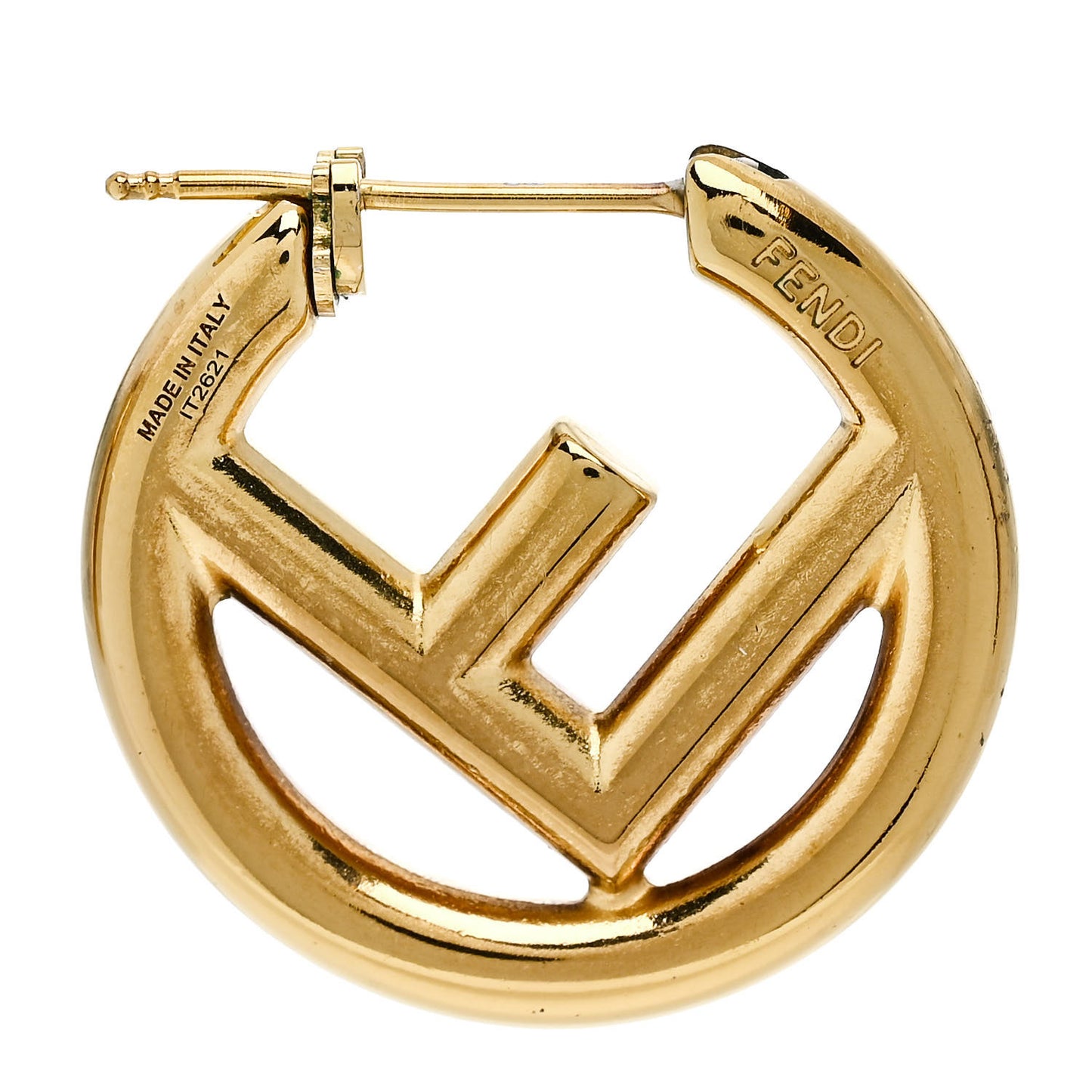 Metal FF Hoop Earrings Gold