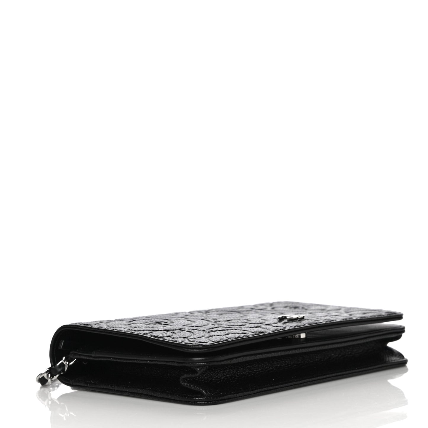 Caviar Camellia Embossed Wallet On Chain WOC Black