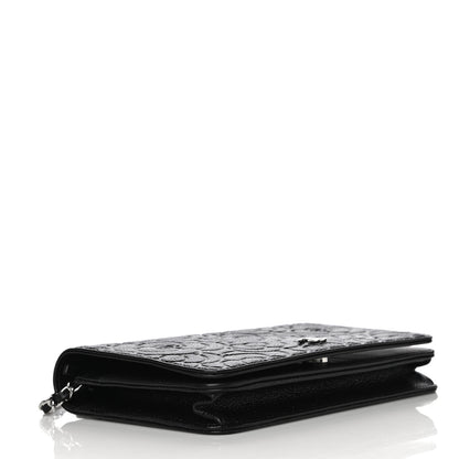 Chanel Caviar Camellia Embossed Wallet On Chain WOC Black 6 of 23