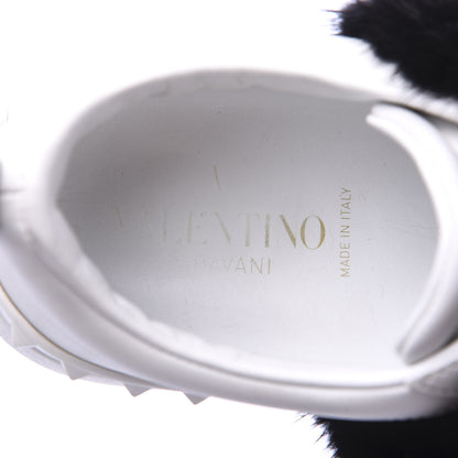 Valentino Garavani Calfskin Mink Fur Sneakers 36 White Black 7 of 9
