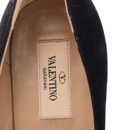 Valentino Garavani Suede Rockstud Cap Toe Platform Pumps 39.5 Black Gold 7 of 8