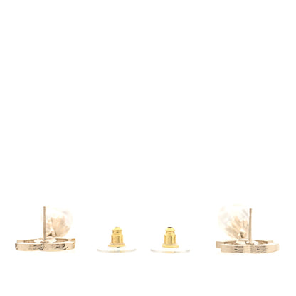 Chanel Crystal Pearl CC Drop Earrings Gold 3 of 5