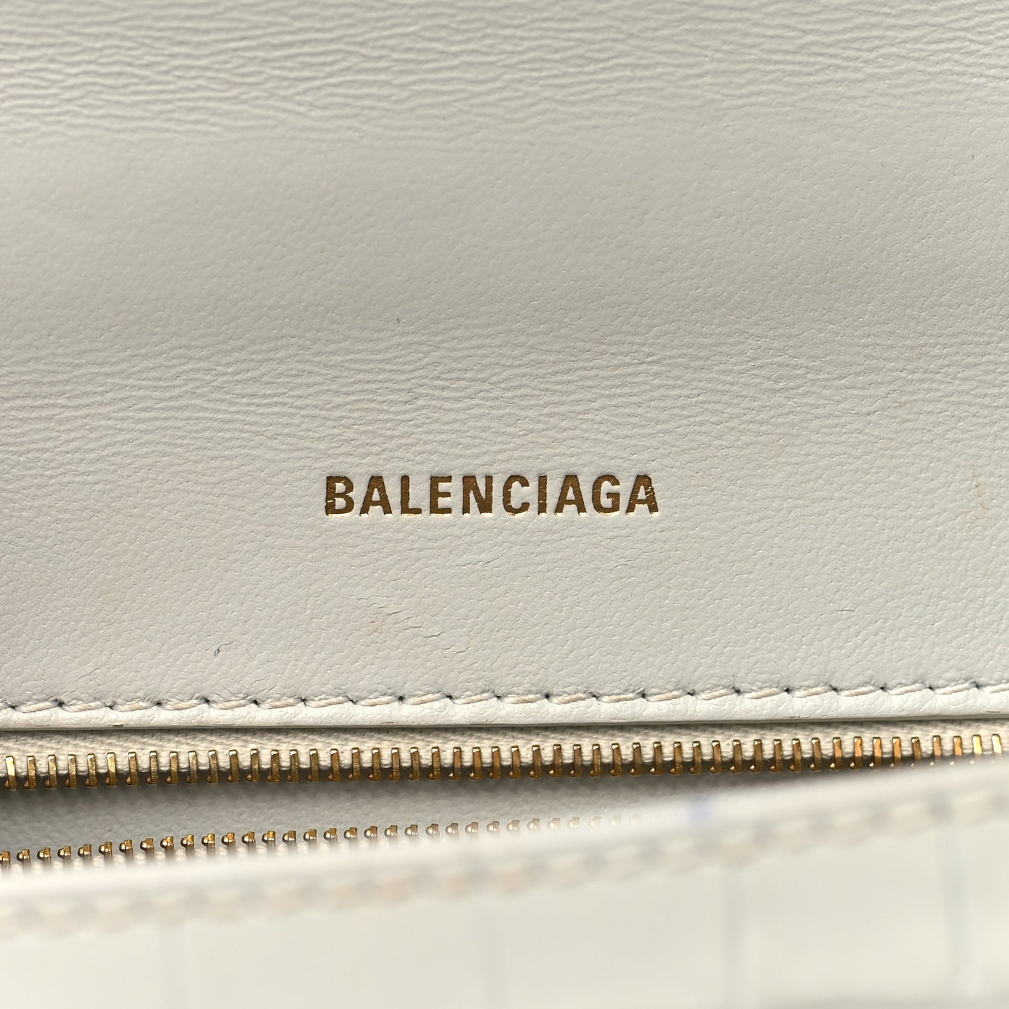 Shiny Calfskin Crocodile Embossed Small Hourglass Top Handle Bag White