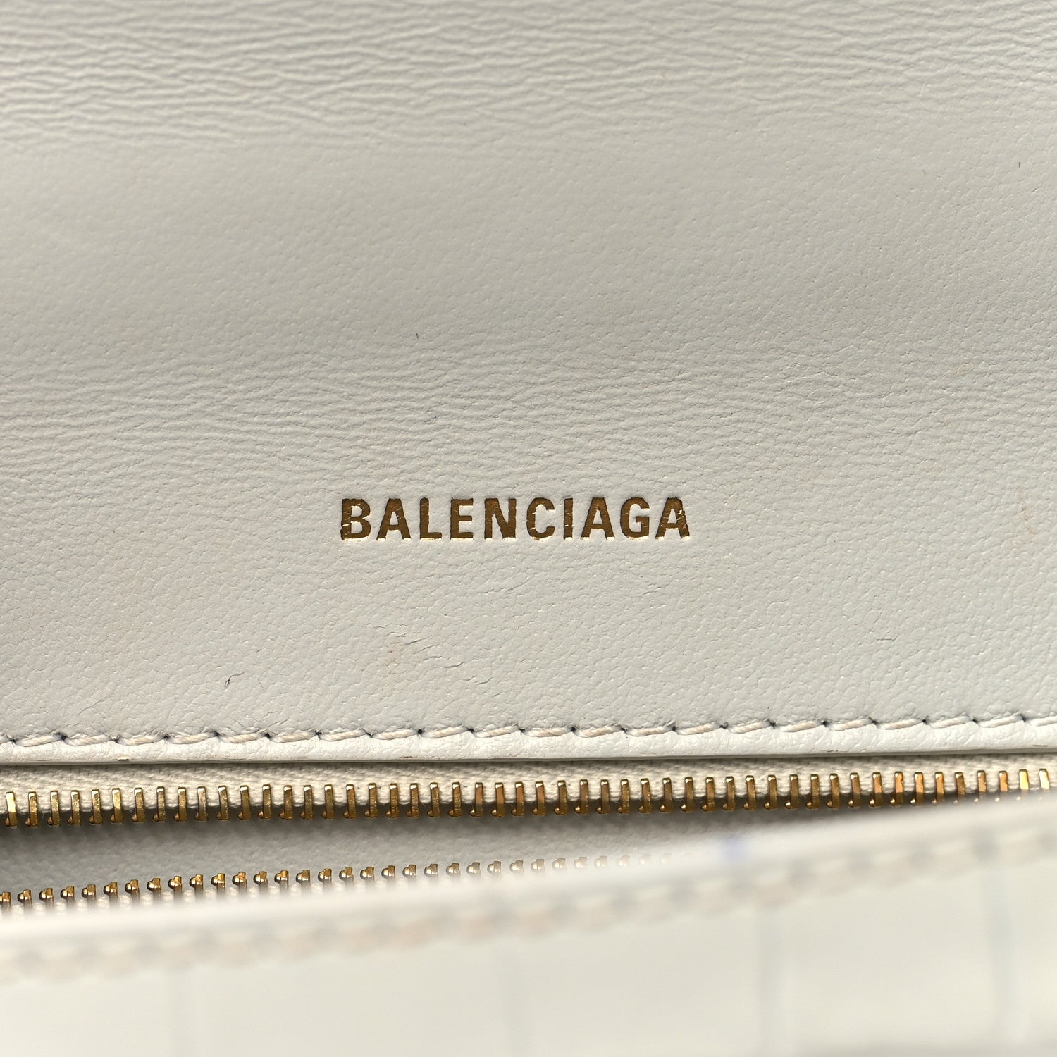 Balenciaga Shiny Calfskin Crocodile Embossed Small Hourglass Top Handle Bag White 6 of 15