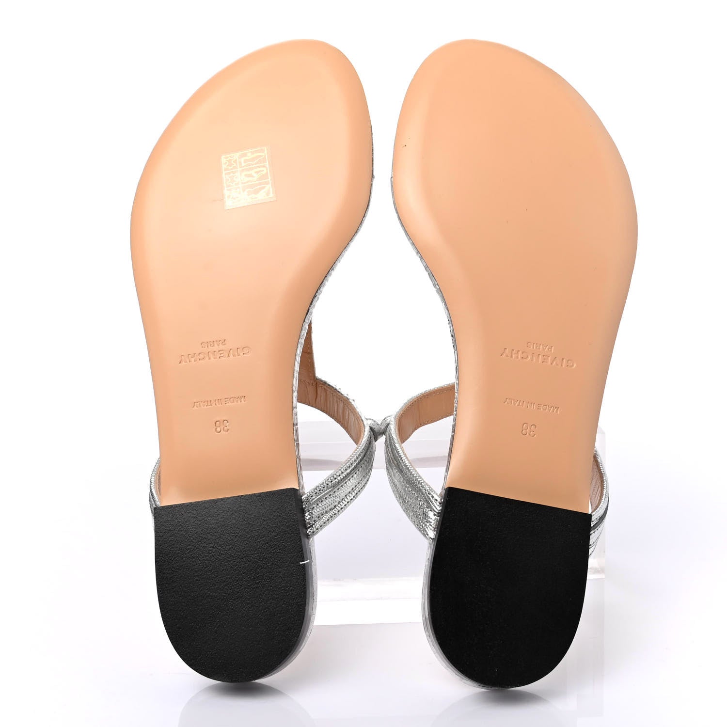 Givenchy Calfskin Logo Thong Sandals 38 Silver 4 of 4