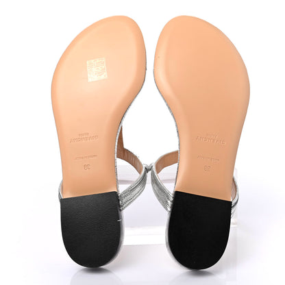 Givenchy Calfskin Logo Thong Sandals 38 Silver 4 of 4