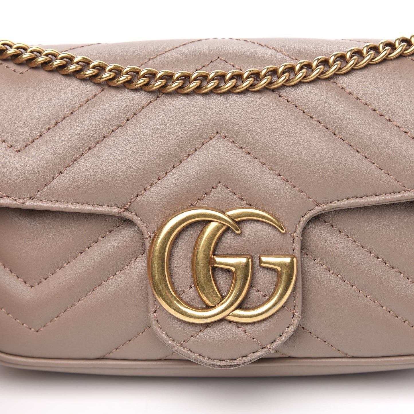 Calfskin Matelasse Super Mini GG Marmont Shoulder Bag Porcelain Rose