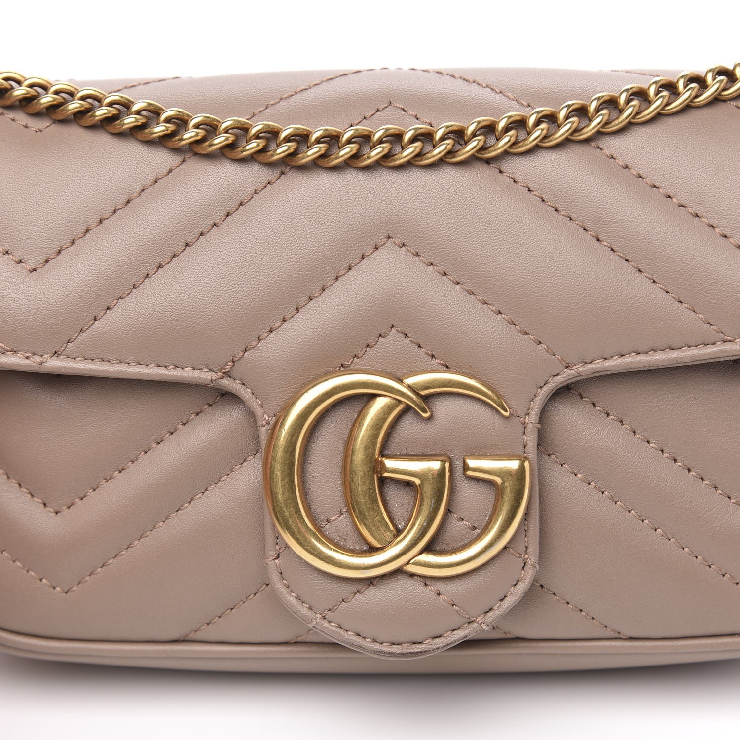 Gucci Calfskin Matelasse Super Mini GG Marmont Shoulder Bag Porcelain Rose 15 of 16